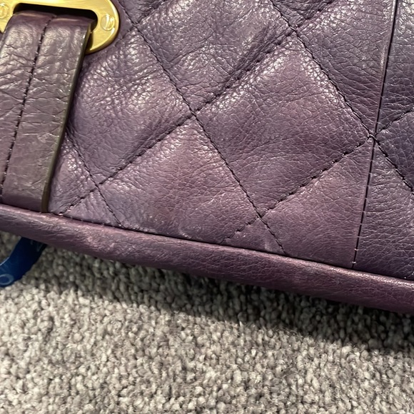 B. Makowsky Quilted Plum Grape Purple Leather Purse - Picture 14 of 14